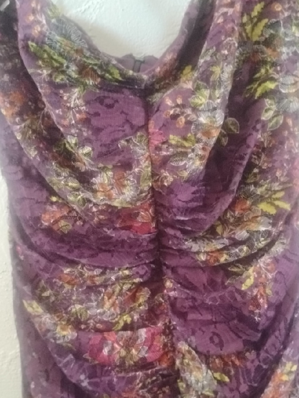 Laundry By Shelli Segal Evening Formal Mesh Purple Floral Strapless Sz 6 Mint - Picture 3 of 8